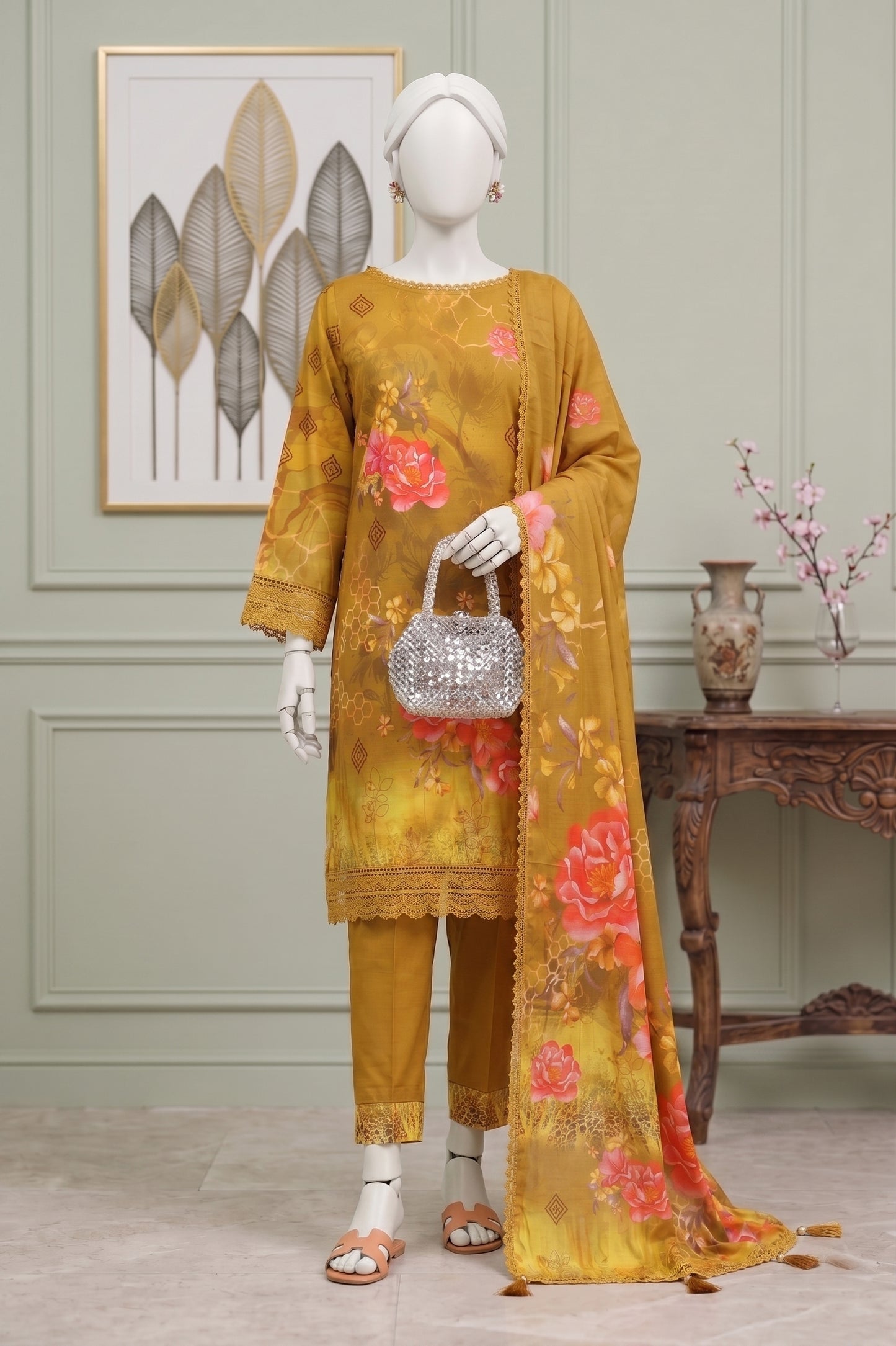 Printed Viscose Unstitched 3 Piece - 12040304