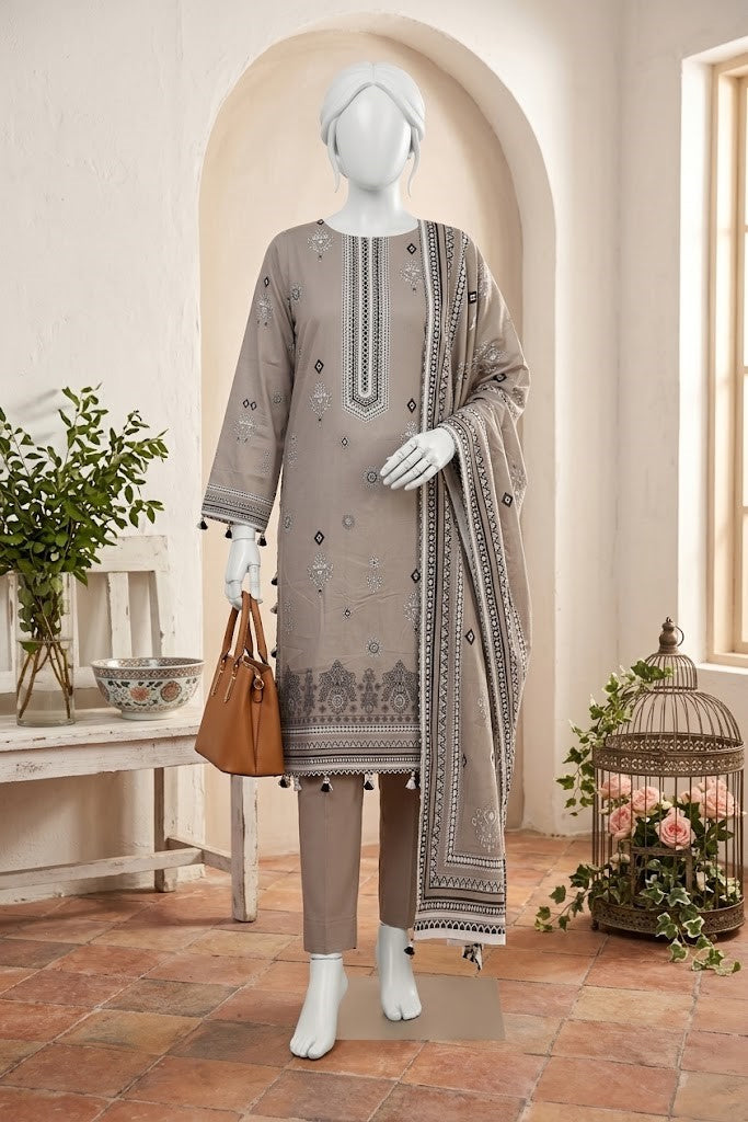 Printed Linen Unstitched 3 Piece - 12760305
