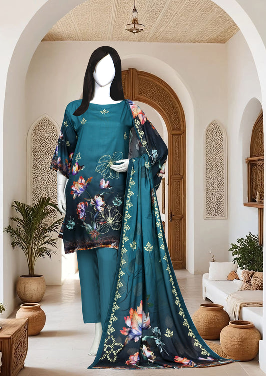 Printed linen Unstitched 3 Piece - 12110205