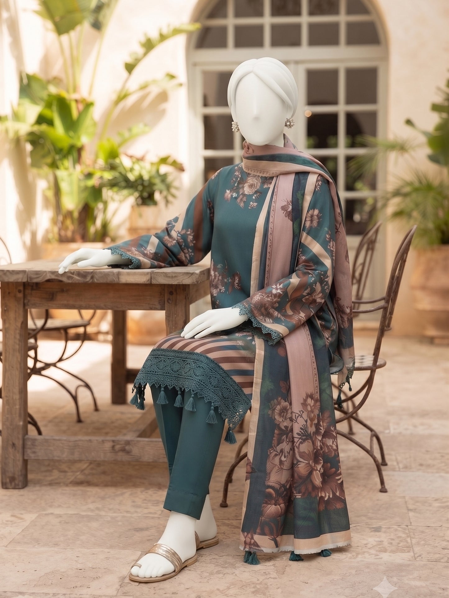 Printed Lilen Unstitched 3 Piece - 12700104