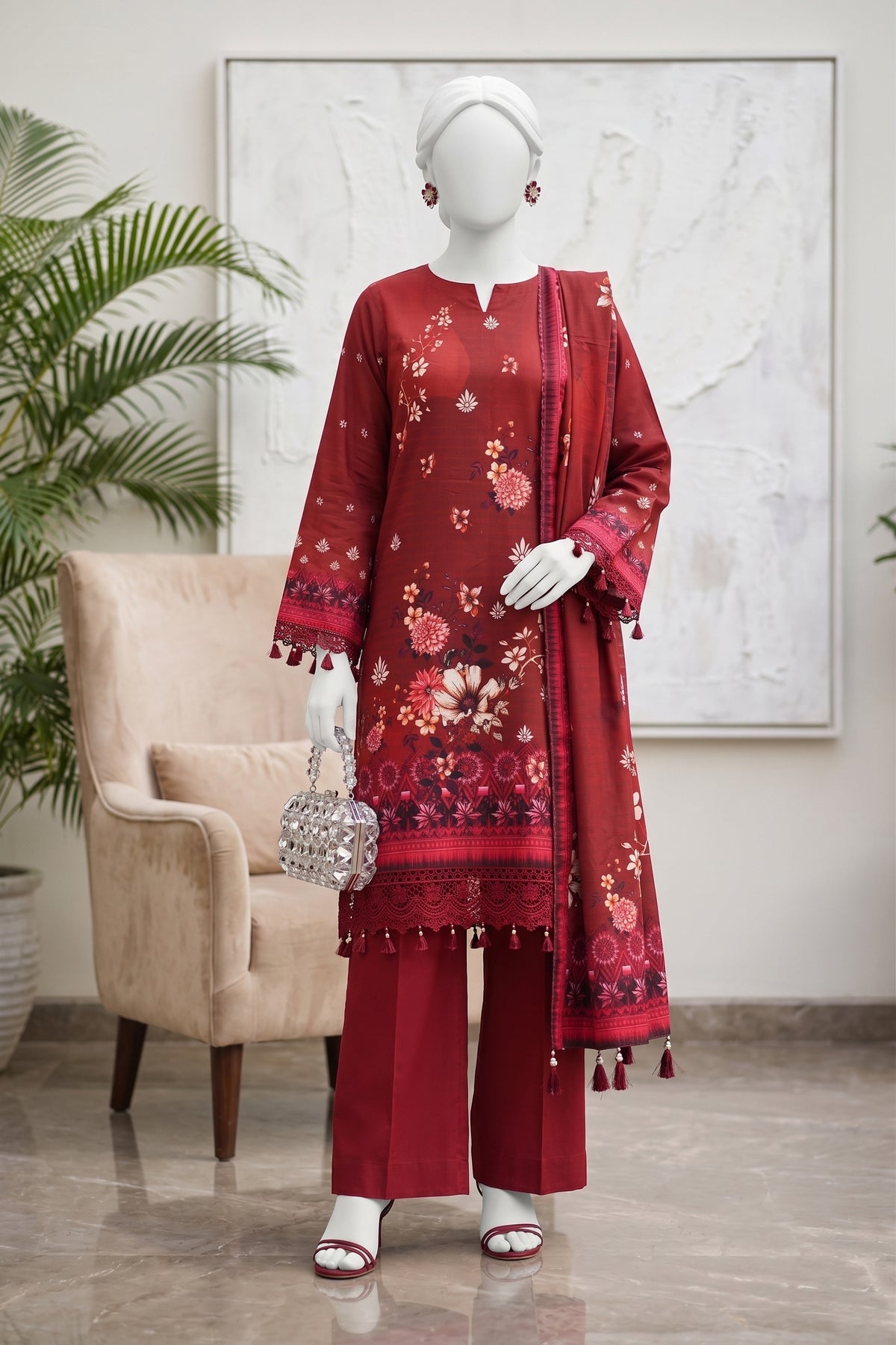 Printed Viscose Unstitched 3 Piece - 12710404