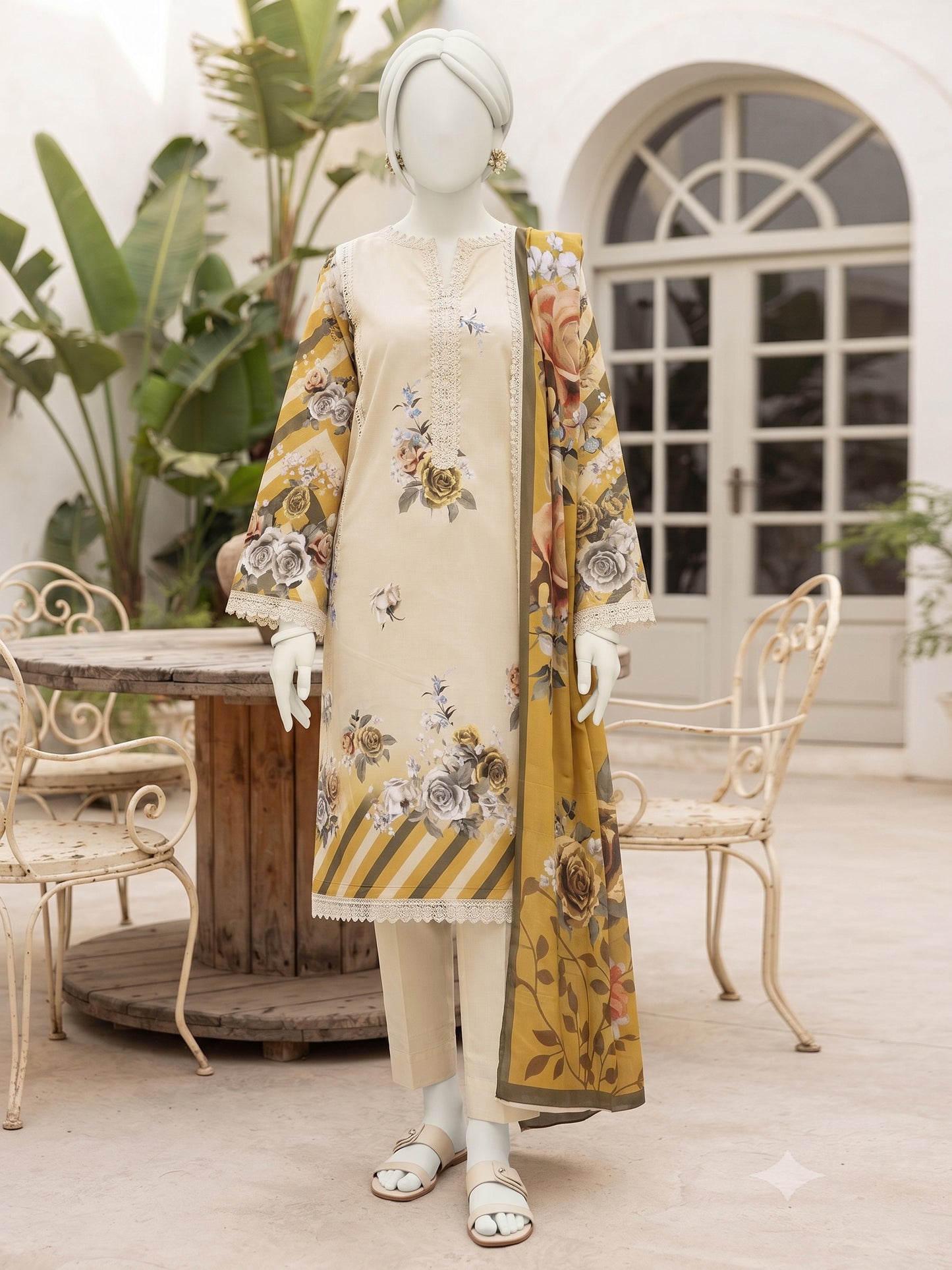 Printed Lilen Unstitched 3 Piece - 12700103