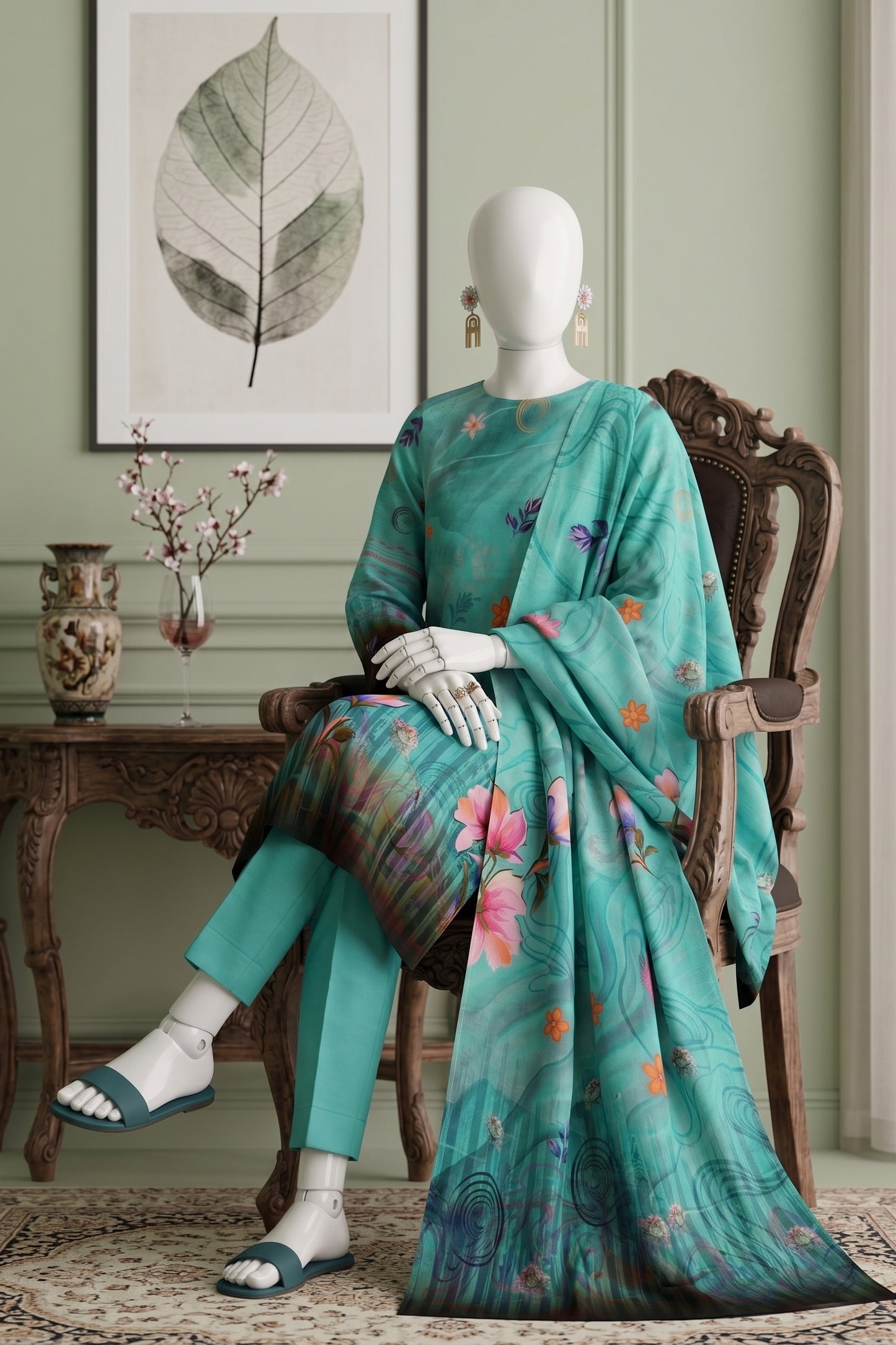 Printed Viscose Unstitched 3 Piece - 12040302