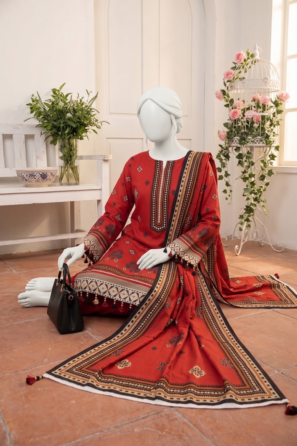 Printed Linen Unstitched 3 Piece - 12760303