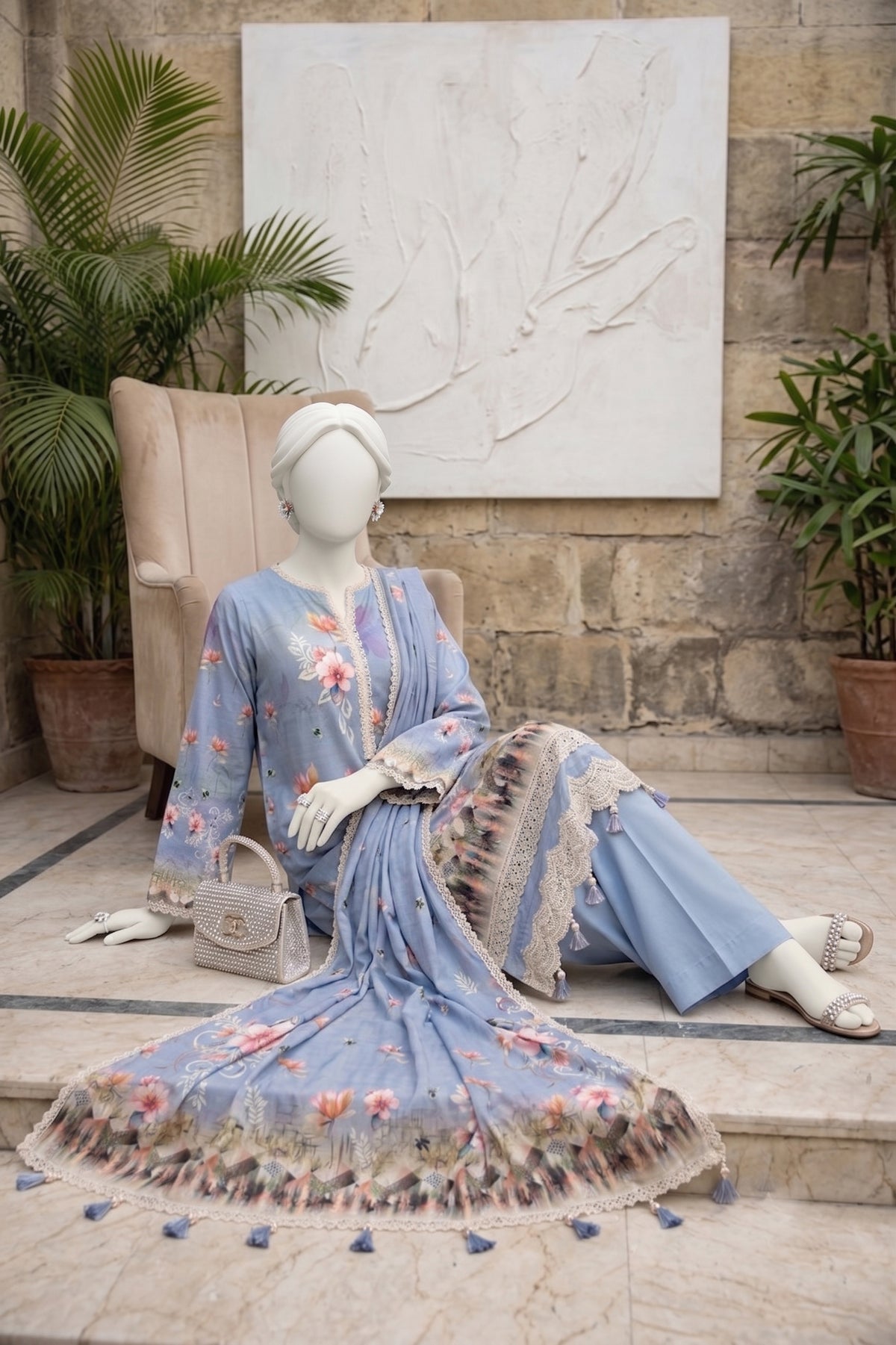 Printed Viscose Unstitched 3 Piece - 12710403