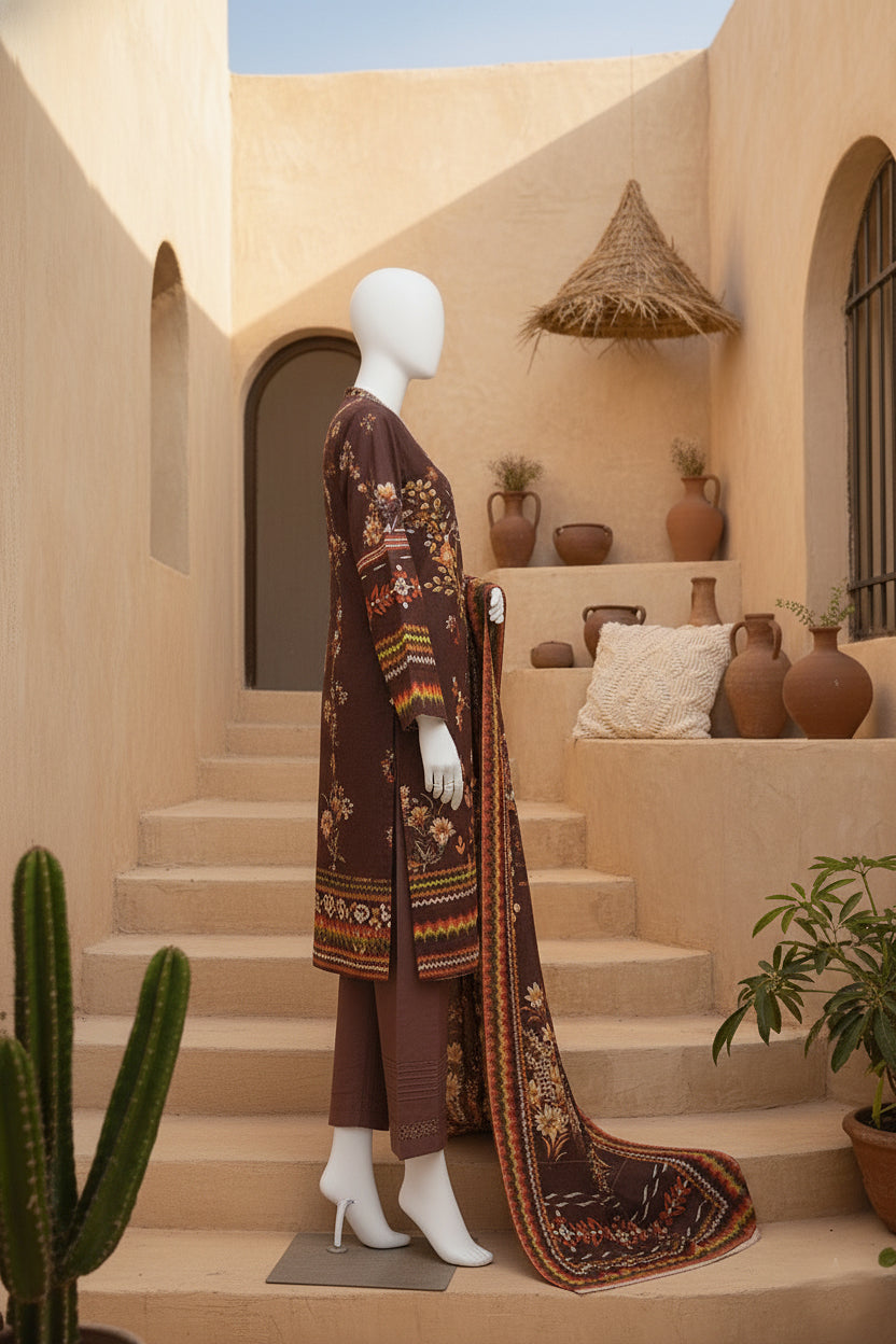 Printed Dhanak Unstitched 3 Piece - 11940504