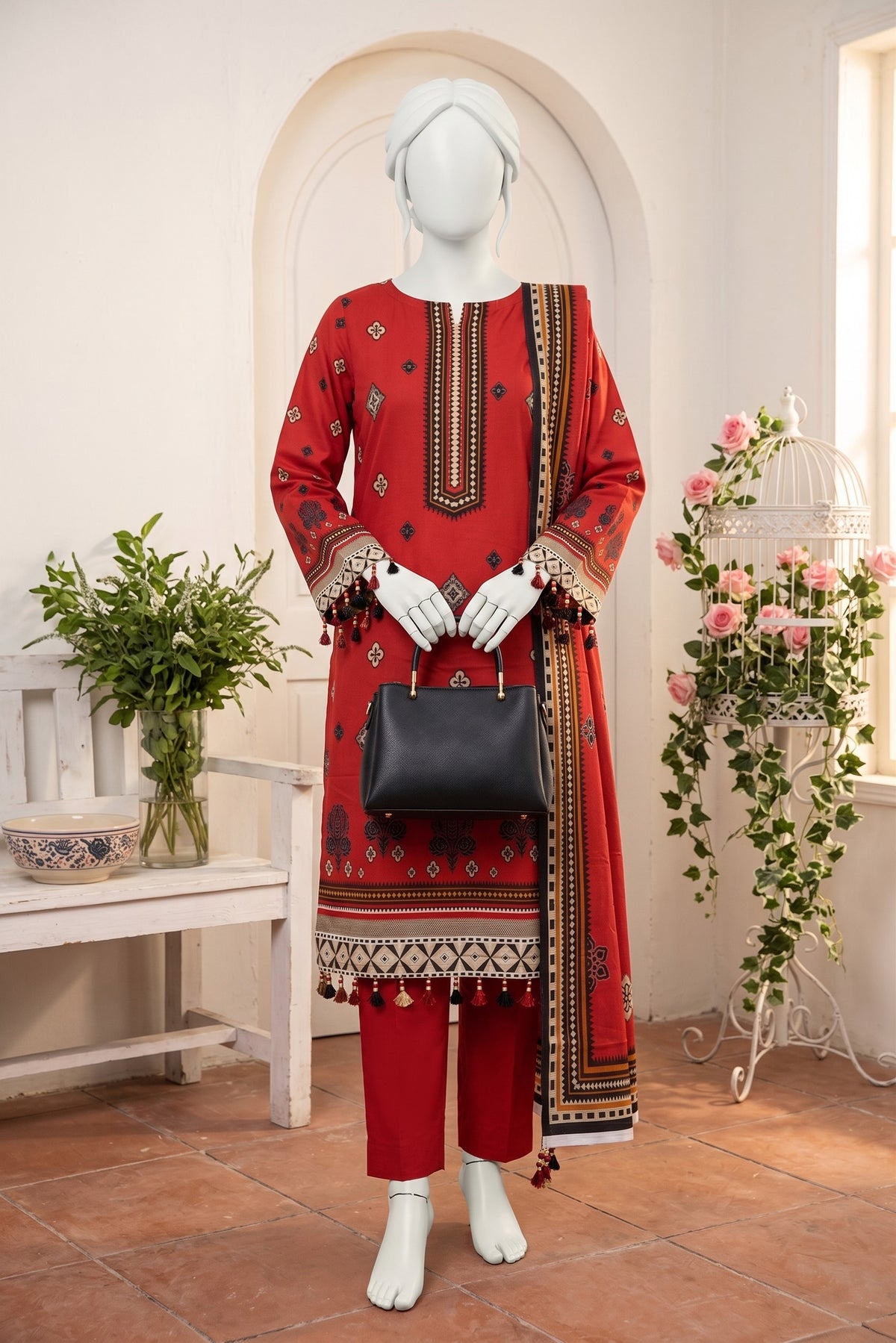 Printed Linen Unstitched 3 Piece - 12760303