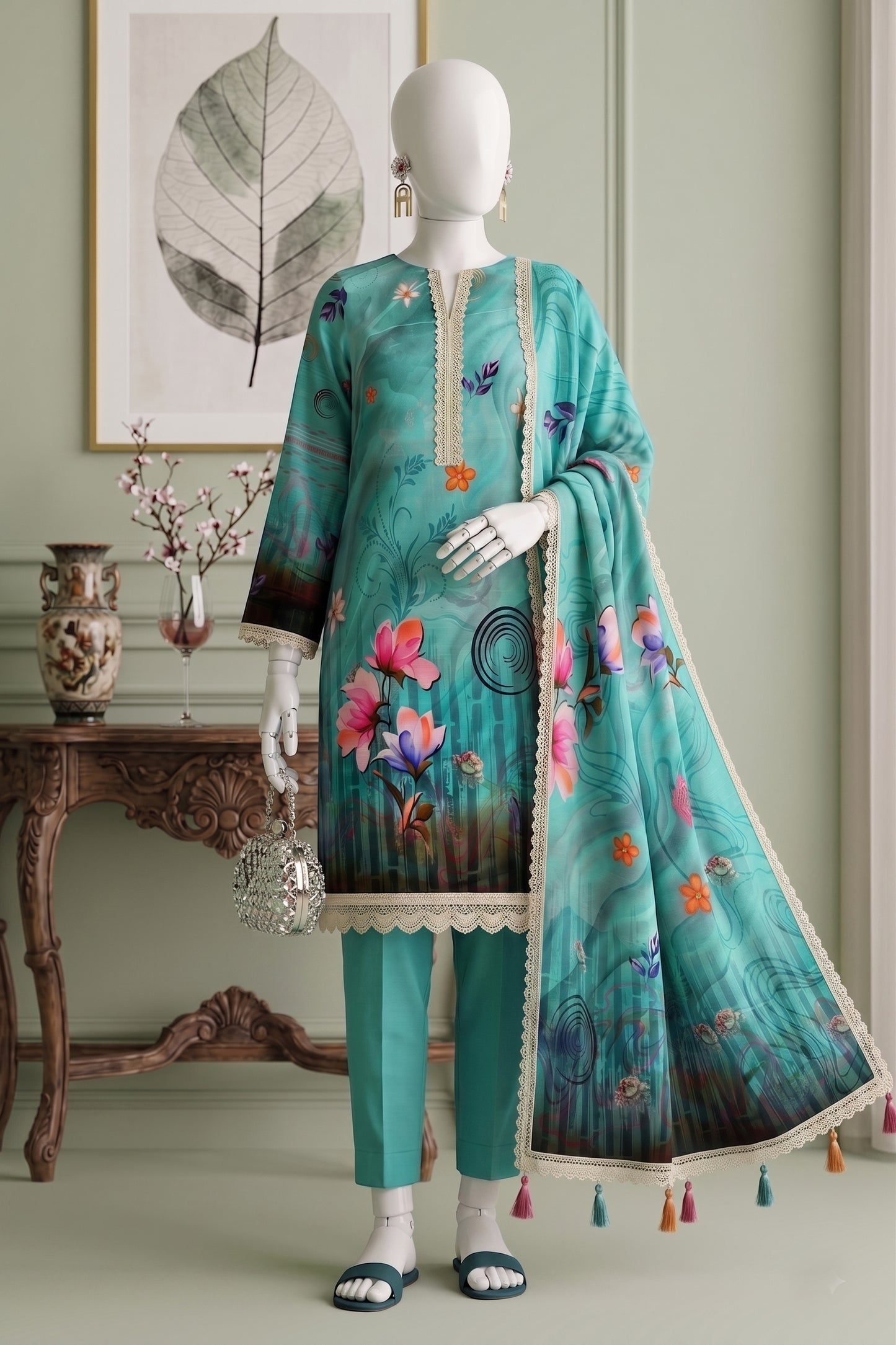 Printed Viscose Unstitched 3 Piece - 12040302