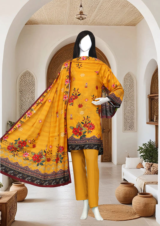 Printed linen Unstitched 3 Piece - 12110203
