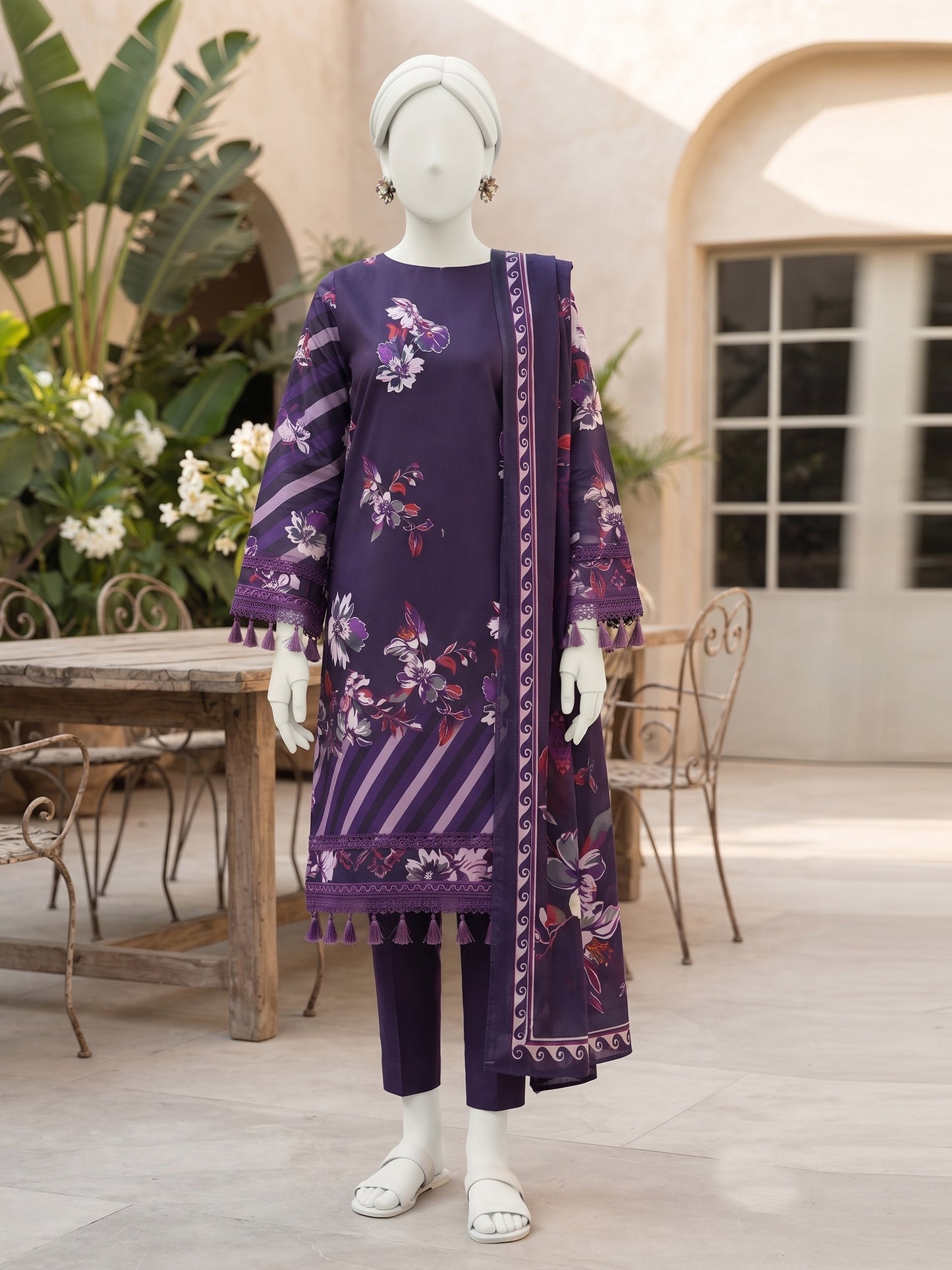 Printed Lilen Unstitched 3 Piece - 12700102