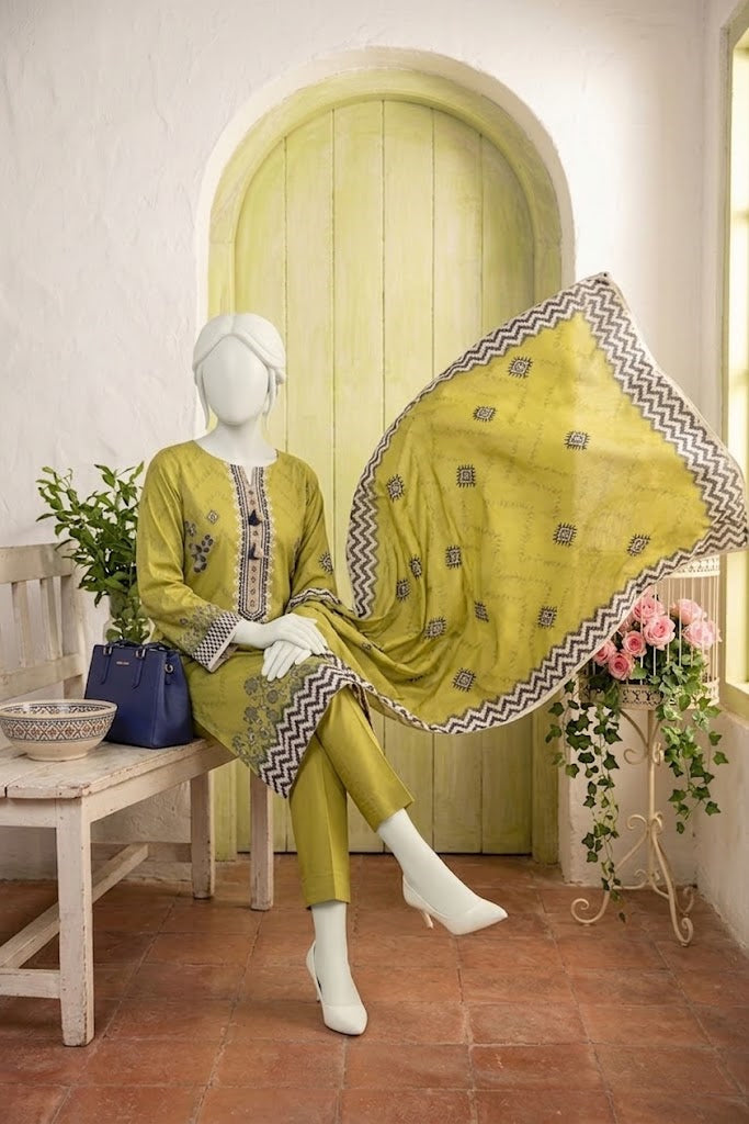 Printed Linen Unstitched 3 Piece - 12760302