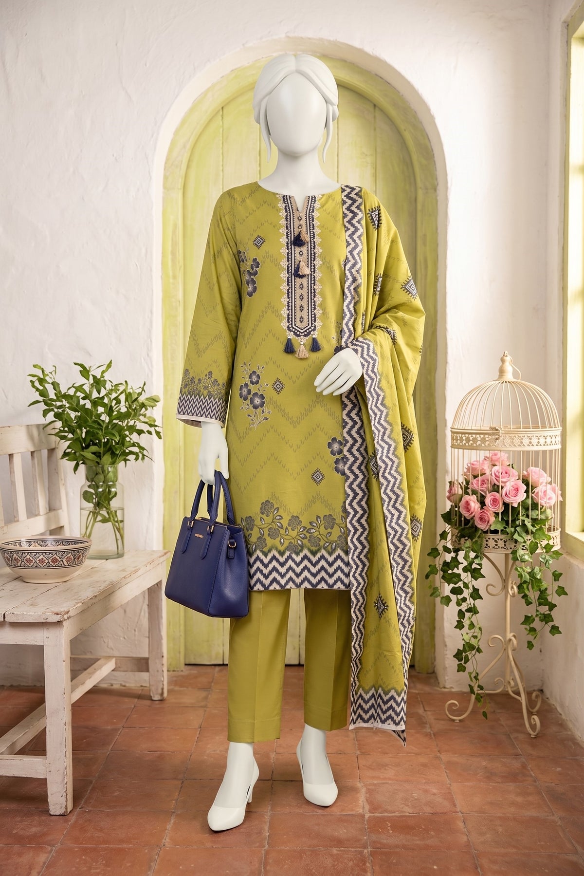 Printed Linen Unstitched 3 Piece - 12760302