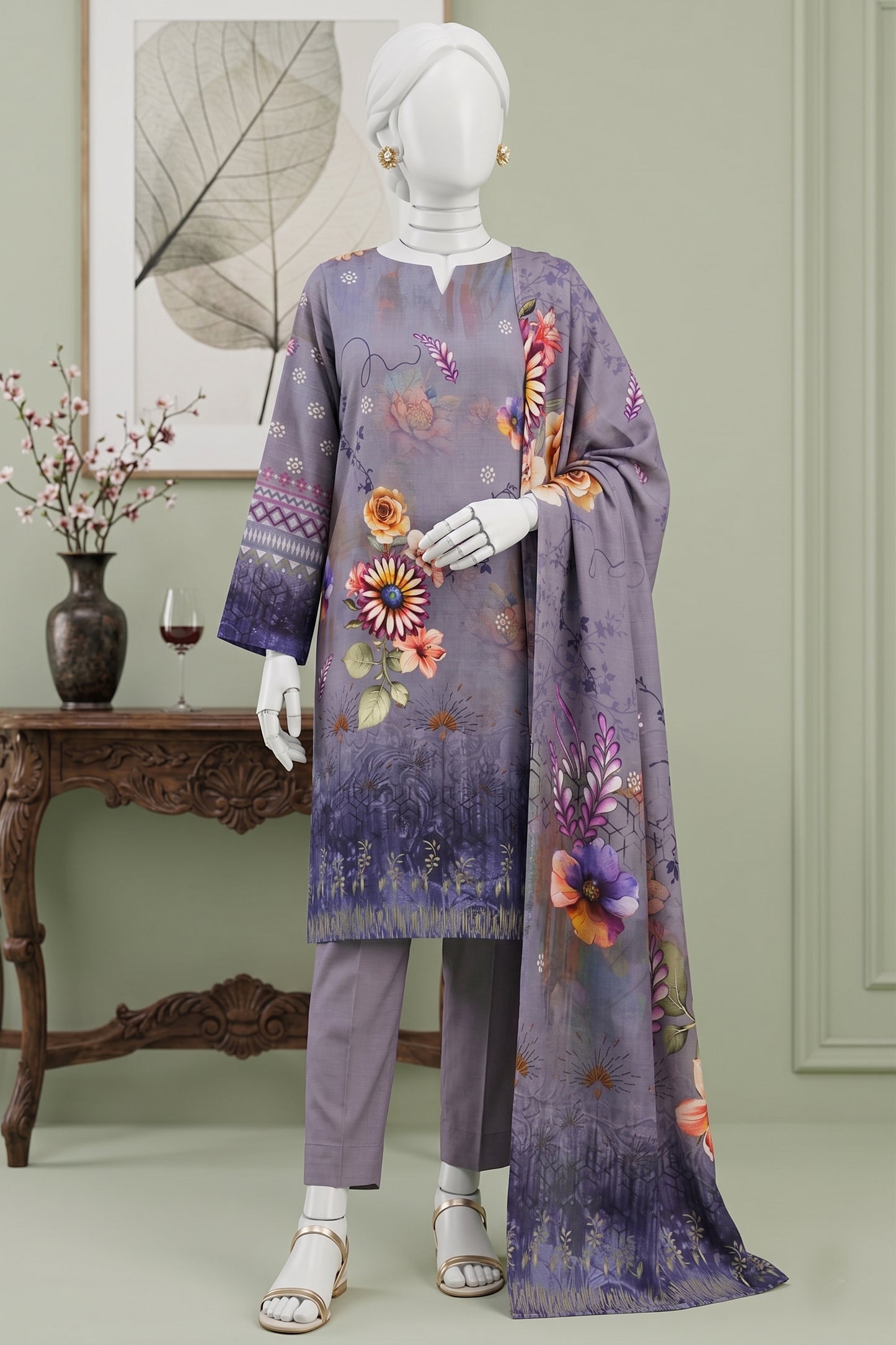 Printed Viscose Unstitched 3 Piece - 12040303