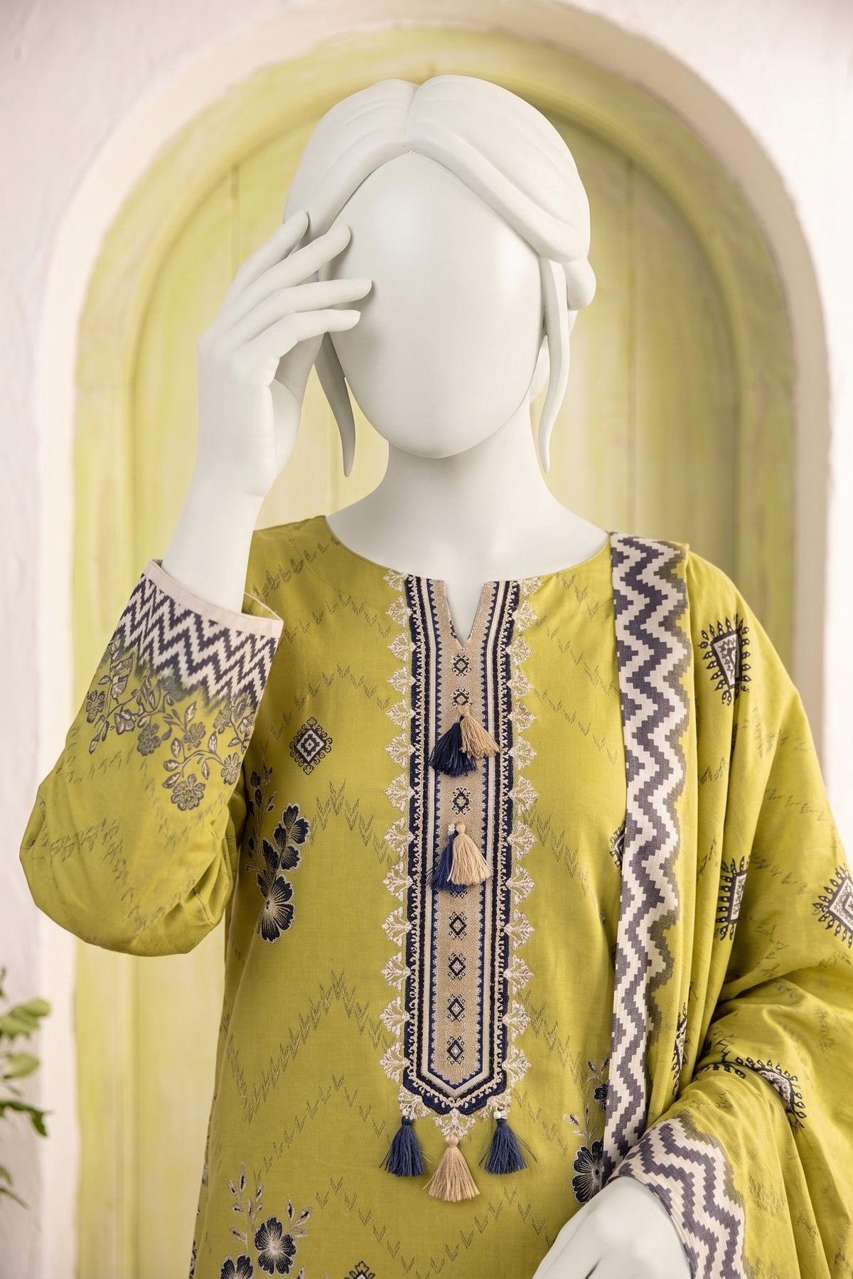 Printed Linen Unstitched 3 Piece - 12760302