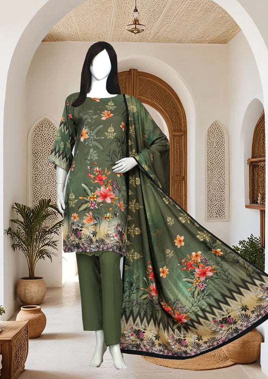 Printed linen Unstitched 3 Piece - 12110202