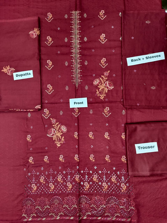 Embroidered Dhanak Unstitched 3 Piece