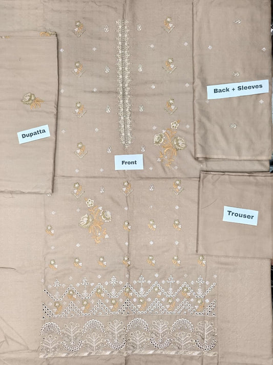 Embroidered Dhanak Unstitched 3 Piece