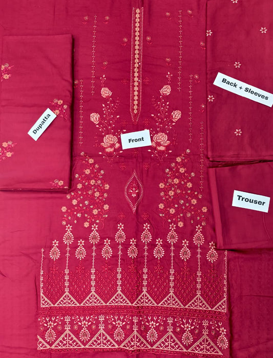 Embroidered Dhanak Unstitched 3 Piece