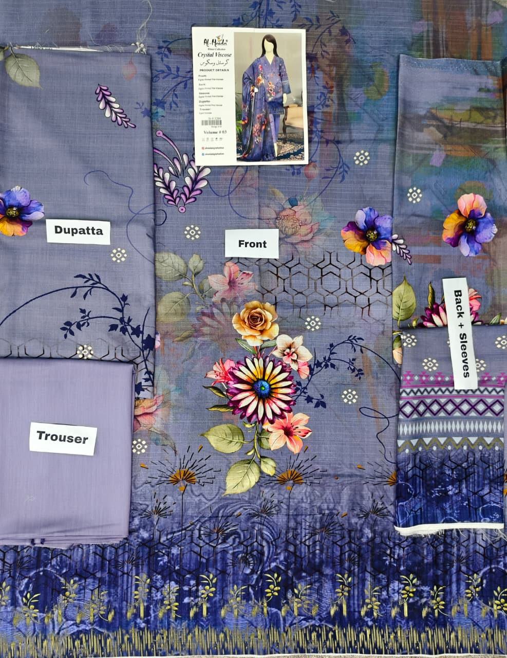 Printed Viscose Unstitched 3 Piece - 12040308