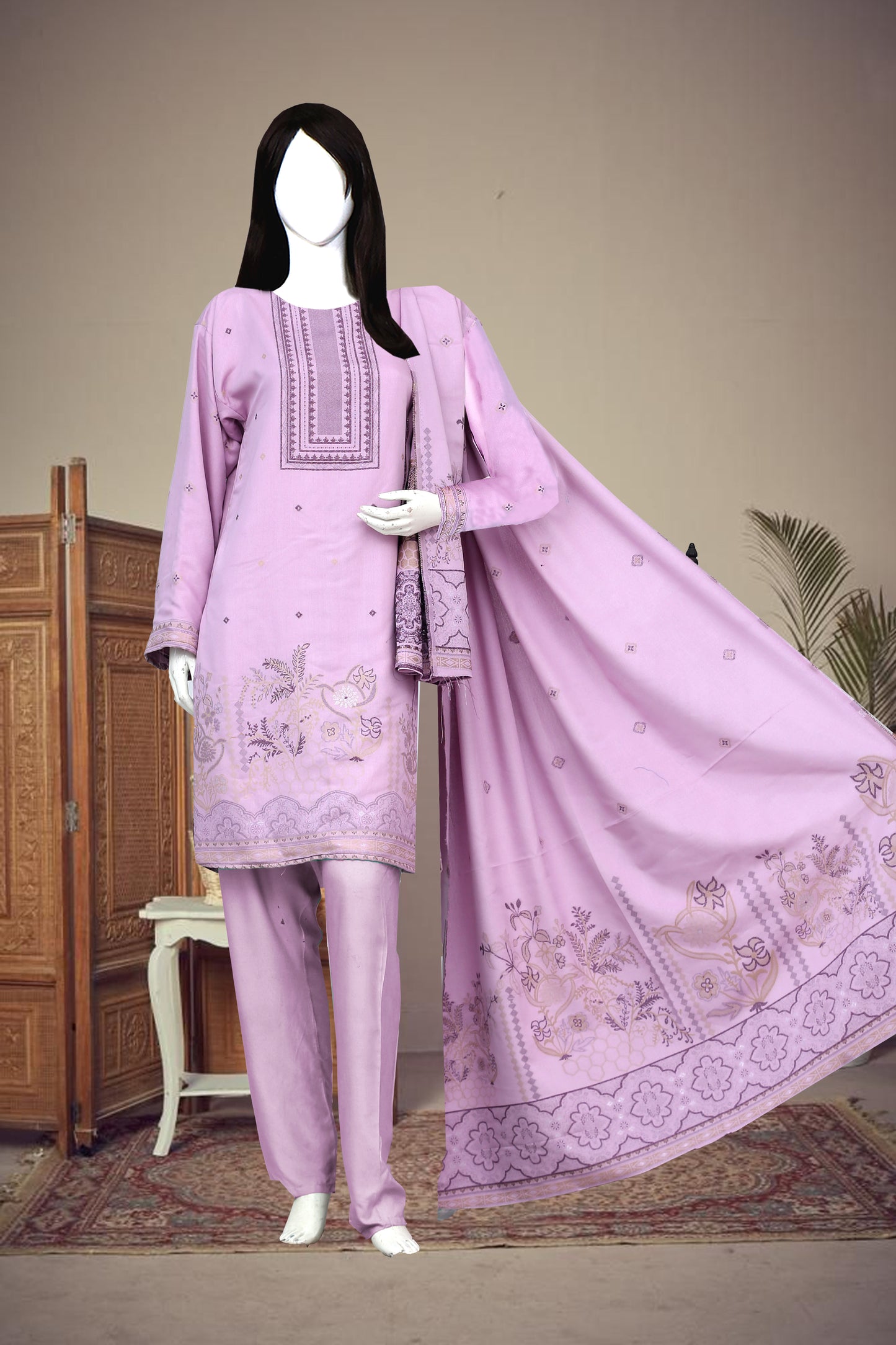 Jayqard karandi Unstitched 3 Piece - 12030204