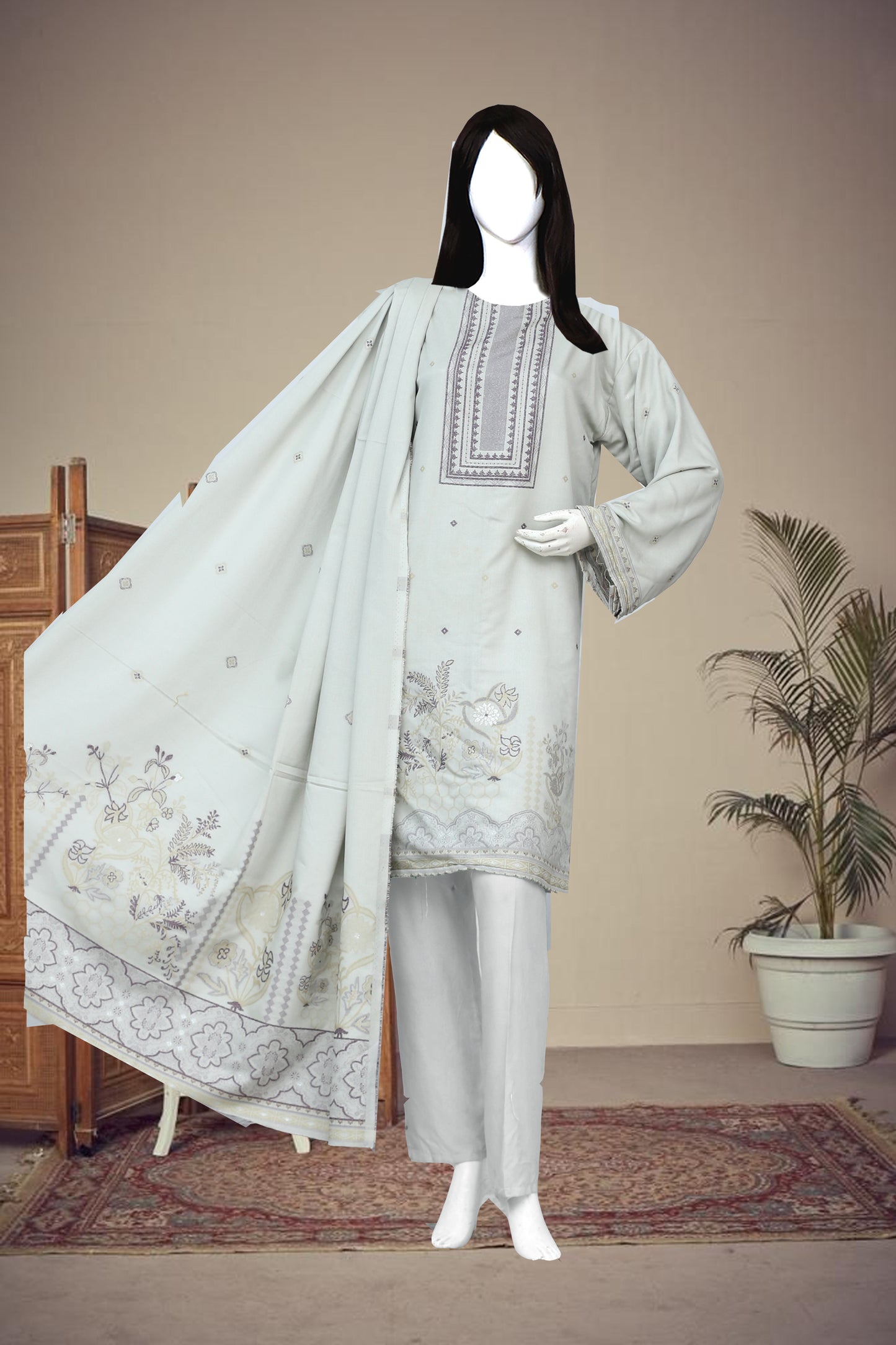 Jayqard karandi Unstitched 3 Piece - 12030202