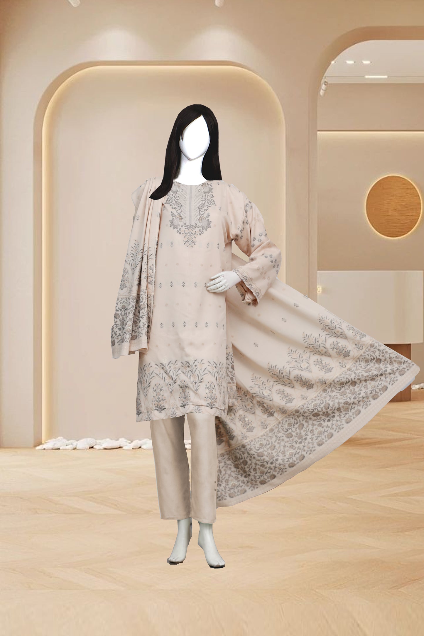 Jayqard karandi Unstitched 3 Piece - 1203c0302