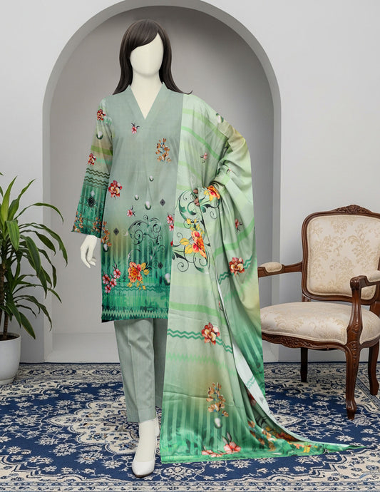 Printed linen Unstitched 3 Piece - 12050101