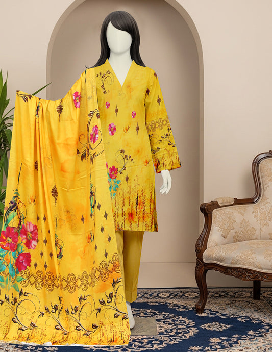 Printed linen Unstitched 3 Piece - 12050109
