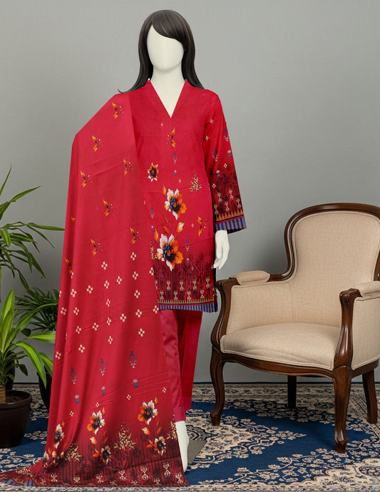 Printed linen Unstitched 3 Piece - 12050106
