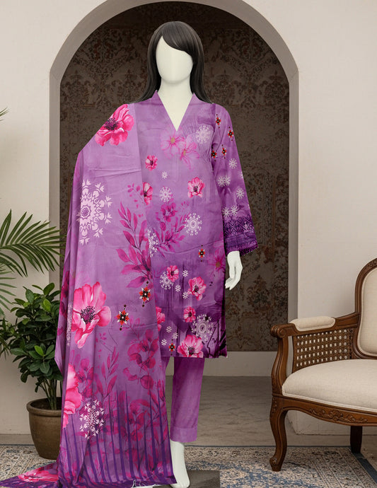 Printed linen Unstitched 3 Piece - 12050105