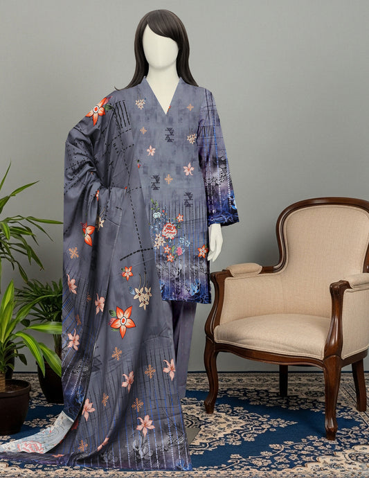 Printed linen Unstitched 3 Piece - 12050104