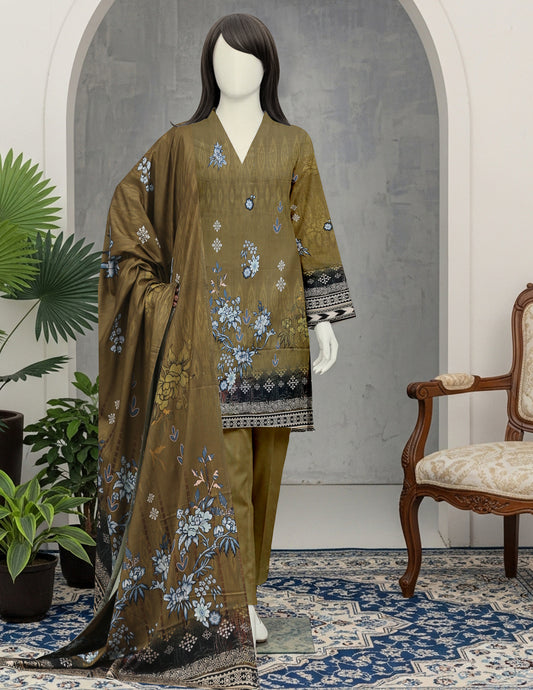 Printed linen Unstitched 3 Piece - 12050102